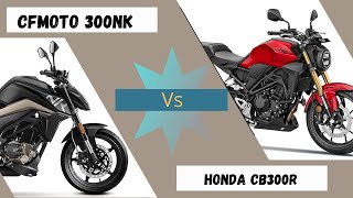 Cfmoto 300nk vs Honda cb300r The exshowroom price Mileage top speed Rkbikecompare Honda cfmoto [upl. by Steffy]