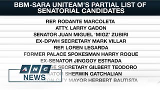 MarcosDuterte tandem unveils partial list of senatorial candidates for 2022  ANC [upl. by Valda901]