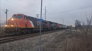 CN Freight Train No Horn SD70M2 freighttrain railfans canadiannational [upl. by Neeruam]