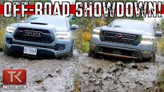 Nissan Frontier PRO4X vs Toyota Tacoma TRD Pro  Mud Rocks amp Water Find the Best OffRoad Truck [upl. by Revart]