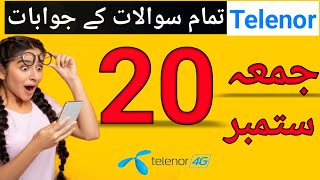 23 September 2024  My Telenor Today Questions Answer  Telenor Questions Today  Telenor [upl. by Boser]