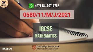 058011MJ21  Worked Solutions  IGCSE Math Paper 2021 CORE 058011MAYJUNE2021 0580 [upl. by Iroj348]