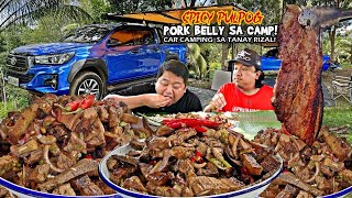 Spicy quotPULPOGquot na Pork Belly sa Camp  1st Time CAMPING and COOKING sa Tanay Rizal  TEAMCANLASTV [upl. by Jacintha]