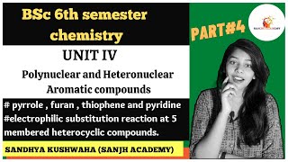 Pyrrole Furan Thiophene amp Pyridine  5 membered heterocyclic compounds  electrophilic subs rkn [upl. by Yenaj]