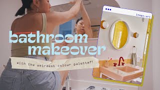 a yellow and pink BATHROOM MAKEOVER  renovating my 70s fixer upper [upl. by Avie488]