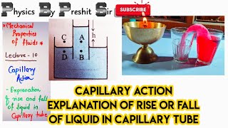 Mechanical properties of Fluids10 Capillary action Explanation rise or fall of liquid in capillary [upl. by Langley374]