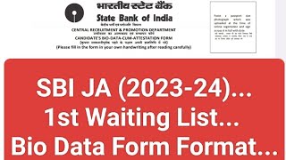 SBI JA 202324 WL1st Bio Data Form [upl. by Oshinski]