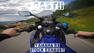 Wheelie  YAMAHA R3  STOCK EXHAUST 4K [upl. by Toddy826]