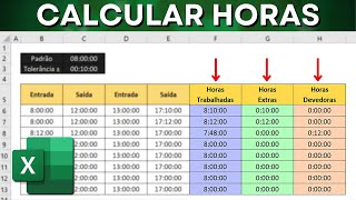 Cálculo de Horas Extras com Tolerância no Excel  Horas Trabalhadas Negativas Devedoras etc [upl. by Cherlyn688]