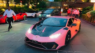 Naomi Neo drives her Lamborghini to a Supercar Meet Pink Aventador SV Spits FLAMES Leaving CHIJMES [upl. by Fran169]