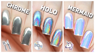 Apply Chrome Holo amp Mermaid Nail Powders PERFECTLY [upl. by Tima]