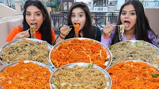 Hakka Noodles Schezwan Noodles Singapore Noodles Chilli Garlic Noodles etc Eating Challenge [upl. by Raynard]