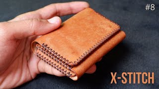 Making a Card Holder From the MOST Best Selling Italian Leather  Pueblo Cognac [upl. by Lahcear]