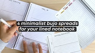 4 Simple amp Minimalist Bullet Journal Spread Ideas For a Lined Notebook [upl. by Annaor]