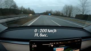 Acceleration Model Y Performance  0250 kmh  German Autobahn [upl. by Yttiy]