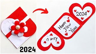 Happy New year greeting card very easy handmade  DIY New year card 2024  New Year card making [upl. by Wappes]