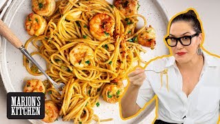 Spicy Garlic Shrimp Spaghetti  Marions Kitchen [upl. by Nara]