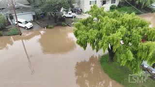 01092023 Watsonville CA  Neighborhoods flooded from atmospheric river  drone [upl. by Atekahs825]