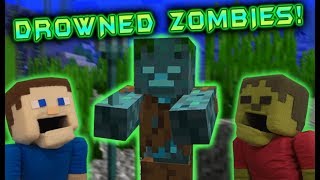 Minecraft Drowned Zombie Figures Aquatic Update Baby Mob Farm Needs to Happen Puppet Steve [upl. by Fiann148]