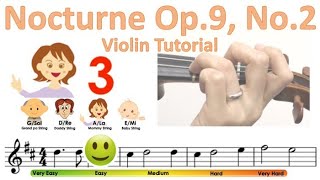 Chopin  Nocturne op9 No2 Easy version sheet music and violin tutorial [upl. by Mccomb]