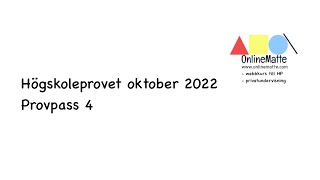 Högskoleprovet oktober 2022 Provpass 4 Uppgift 12 [upl. by Barger]