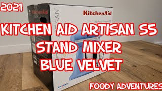 Unboxing Kitchen Aid Artisan S5 Stand Mixer Blue Velvet 2022 [upl. by Mure]