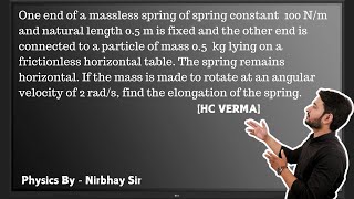 One end of a massless spring of spring constant 100 Nm and natural length 05 m [upl. by Ettinger]