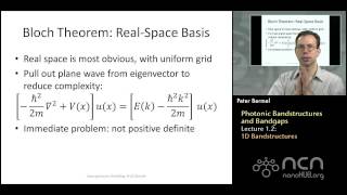 nanoHUBU Nanophotonic Modeling L12 Photonic Bandstructures and Bandgaps 1D Bandstructures [upl. by Joby]
