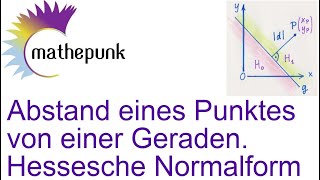 Abstand eines Punktes in der Ebene von einer Geraden Hessesche Normalform HNF [upl. by Ahsienauq]