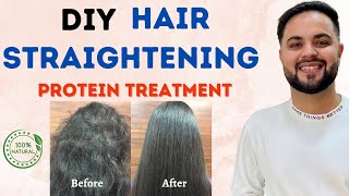 Permanent Hair Straightening amp Protein Treatment at Home  100 Natural [upl. by Rochemont]