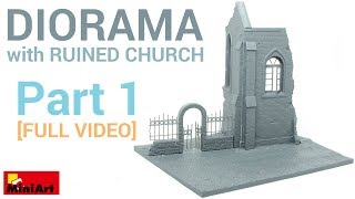 Diorama with Ruined Church Construction tutorial MiniArt 135 [upl. by Amarillis370]