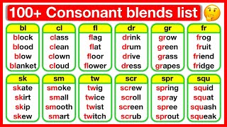 100 Consonant Blends In English 🤔  Phonics Lesson with practice sentences  Learn with examples [upl. by Kelley]