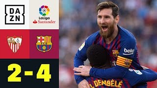 Dreierpack Lionel Messi machts wie Zinedine Zidane FC Sevilla  FC Barcelona 24  La Liga  DAZN [upl. by Kirbee]