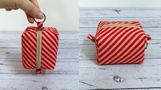 DIY mini box pouch  How to sew boxy zipper pouch  Easy Sewing Tutorial for Beginner [upl. by Attener132]