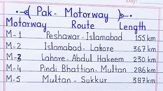 Pakistan Motorway Route and its length  PakMotorway [upl. by Arlie]