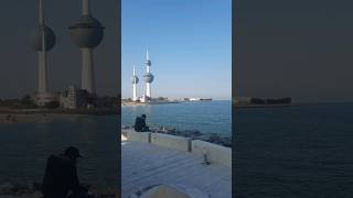 Kuwait beach Kuwait towers vlogshortsvideo [upl. by Shirline]