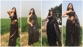 BLACK SAREE HAUL FROM AMAZON NIBHA [upl. by Delogu]