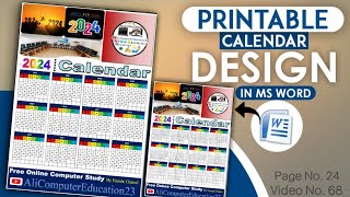 Calendar Design ms word  Printable Calendar Design 2024 Using Ms office Full Tutorial [upl. by Antoine]