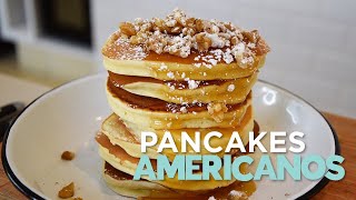 Cómo hacer 🥞 Pancakes caseros esponjosos estilo americanos en 1 paso hermosos para un buen desayuno [upl. by Lahsram]