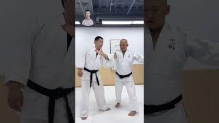 Draw a circle back to the center line lift your hands and push out with an upward step aikido [upl. by Aihsatan]