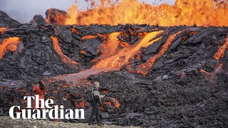 Volcano erupts near Icelands capital in seismic hot spot [upl. by Friend]