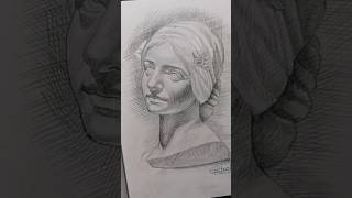 cross hatching technique portrait shorts youtubeshorts art [upl. by Izy374]