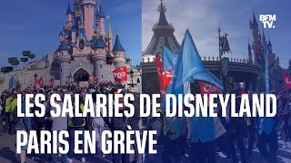 Disneyland Paris les salariés en grève défilent dans le parc [upl. by Buschi423]