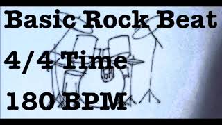 Basic Rock Drum Beat  180 BPM  Metronome Loop 44 180BPM  Rock Beat  Drum Backing Track [upl. by Notrub]