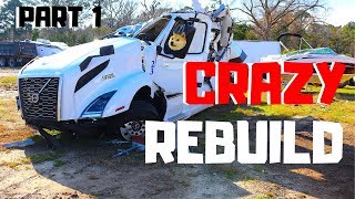 CRAZY WRECKED SALVAGE 2019 Volvo VNL Semi Truck Bought At Copart  Rebuild PART 1 [upl. by Constant]