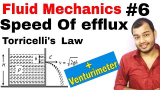 Fluid 06  Applicaion of Bernoullis Principle Venturimeter amp Speed of efflux Torricellis Theorem [upl. by Mairb]