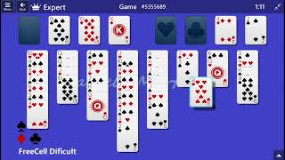 FreeCell  Game 5355689  Microsoft Solitaire Collection  Difficult [upl. by Elumas]