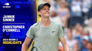 Jannik Sinner vs Christopher OConnell Highlights  2024 US Open Round 3 [upl. by Chiles]