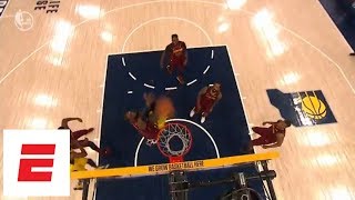 Victor Oladipo puts LeBron James on a poster during Pacers Game 6 blowout of Cavaliers  ESPN [upl. by Lekcim]