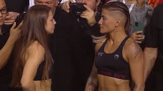 Jasmine Jasudavicius vs Priscila Cachoeira  Weighin FaceOff  UFC 297 Strickland vs du Plessis [upl. by Sidonnie]